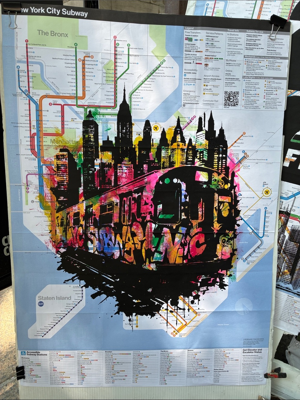 Had Painted Original New York City Subway Map Artwork - Subway Train New